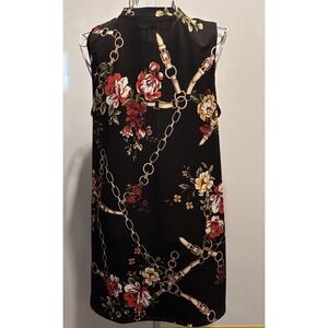 Apt 9 Black Floral Chains Size M 36" X 27" Sleeveless Mock Neck